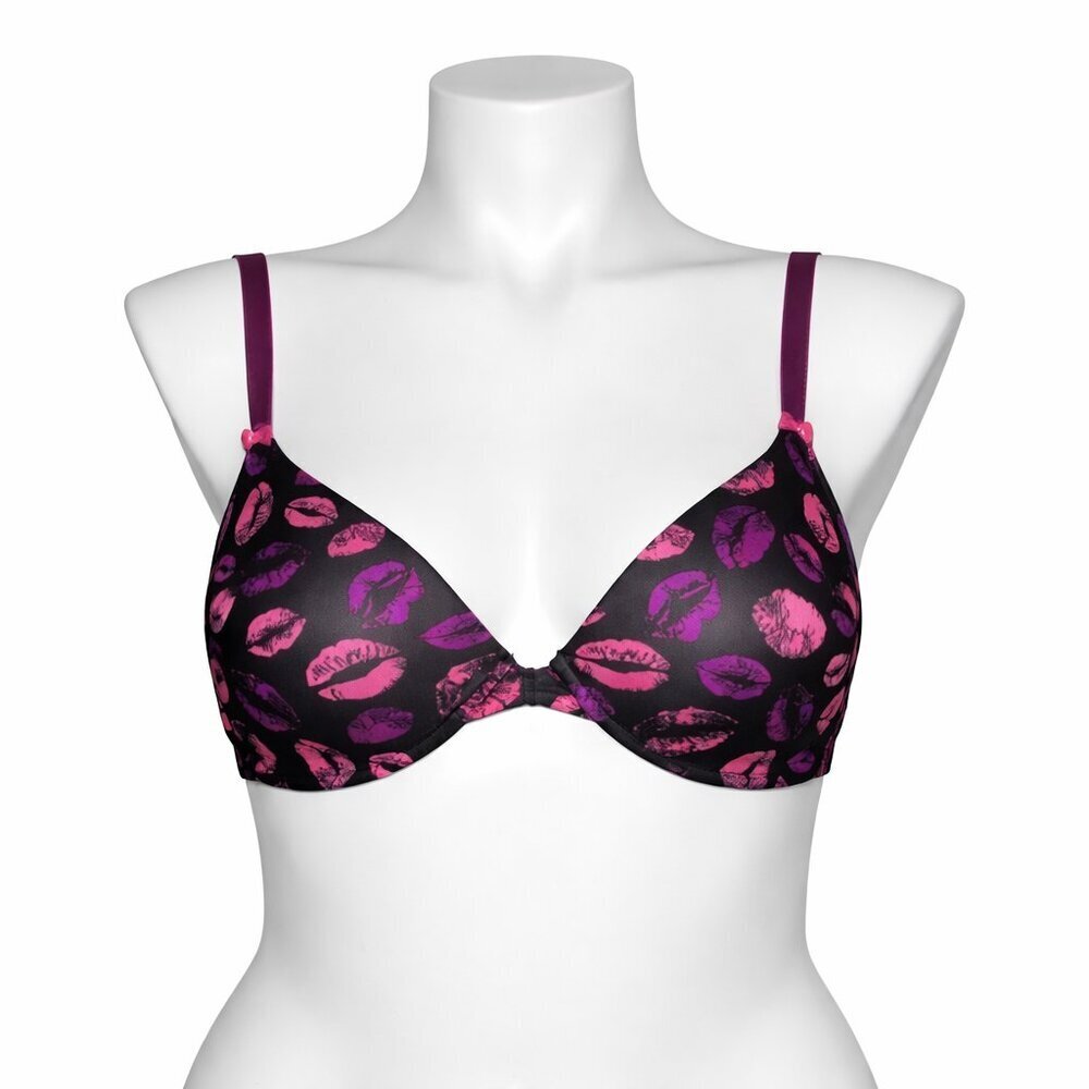 BETSEY JOHNSON Black Pink Kisses Everyday Demi Bra Size 36C